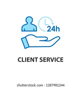Clients Service - flat web icon. Vector illustration.