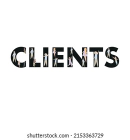 
Clients text made of working people illustration