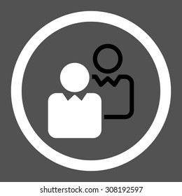 Clients vector icon. This flat rounded symbol uses black and white colors and isolated on a gray background.