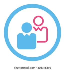 Clients vector icon. This flat rounded symbol uses pink and blue colors and isolated on a white background.