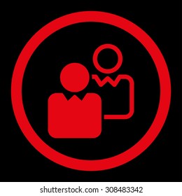 Clients vector icon. This flat rounded symbol uses red color and isolated on a black background.