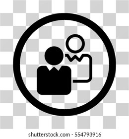 Clients vector rounded icon. Image style is a flat icon symbol inside a circle, black color, transparent background.