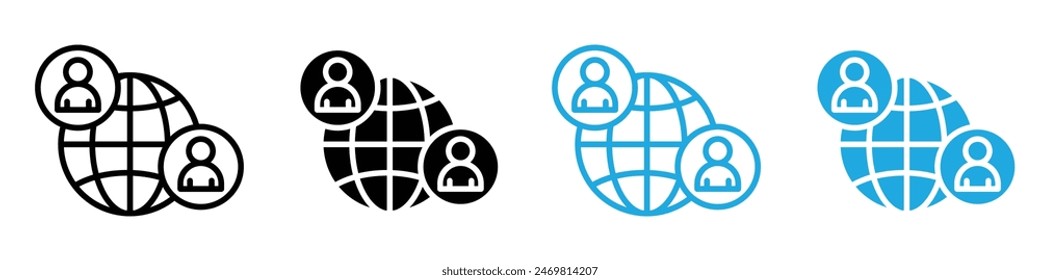 Clients worldwide icon logo set vector