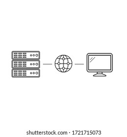 Esquema de arquitectura de servidor cliente en blanco