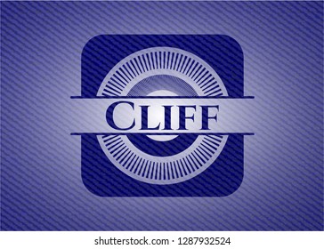 Cliff badge with denim background