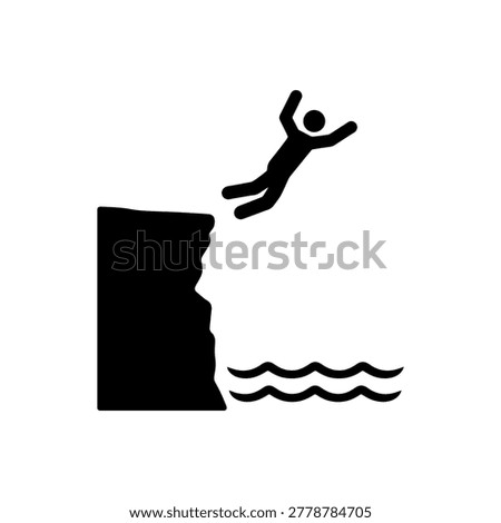 Cliff Dive Courage Icon Isolated On White Background