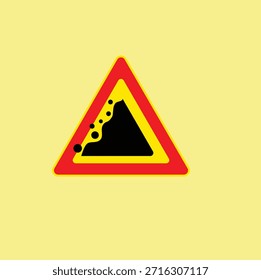 Una señal de advertencia de carretera de Cliff Edge que indica un peligroso acantilado o caída empinada por delante. Diseñado con un borde rojo sobre un fondo amarillo para alertar a los conductores a proceder con precaución.