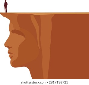 Cliff Face Profile Vector – Surreal Introspection Art