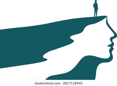 Cliff Face Silhouette Vector – Introspection and Mind Exploration Art