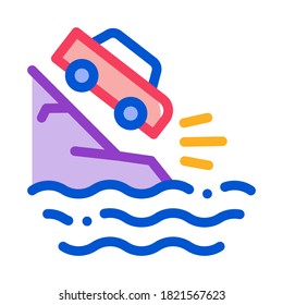 cliff flying car icon vector. cliff flying car sign. color symbol illustration