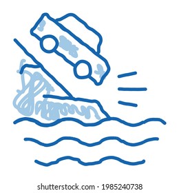 cliff flying car sketch icon vector. Hand drawn blue doodle line art cliff flying car sign. isolated symbol illustration