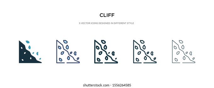 cliff icon in different style vector illustration. two colored and black cliff vector icons designed in filled, outline, line and stroke style can be used for web, mobile, ui
