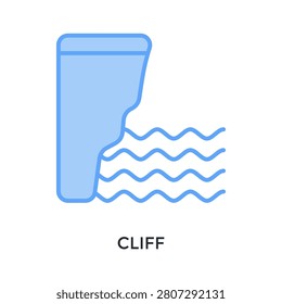 Cliff Icon Lineal Blue Style. Vector Illustration For Graphic Design