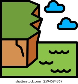 Cliff Icon Lineal Color Vector Illustration