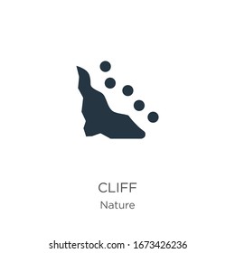 Vector de icono de acantilado. Icono de acantilado plano de moda de la colección natural aislado en fondo blanco. La ilustración vectorial se puede utilizar para diseño gráfico web y móvil, logotipo, eps10