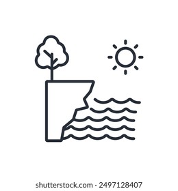 icono de acantilado. Vector. Trazo editable. signo de estilo lineal para uso Diseño web, logotipo. Ilustración de símbolo.