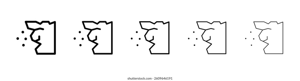 Cliff icons vectors set in different stroke lines