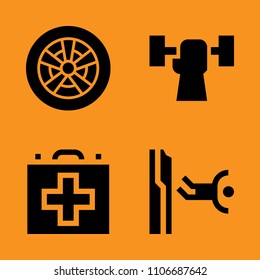 cliff, illness, case and white icons set. Vector illustration for web and design