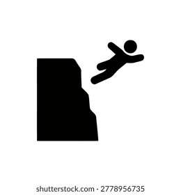 Cliff Jumping Icon Illustration Containing free jump, extreme adventure, and outdoor activity