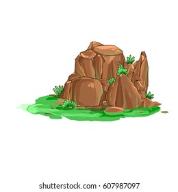 cliff landscape background banner isolated on white