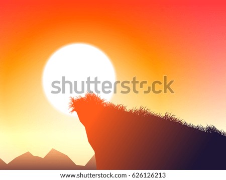 cliff and moon and grass at evening