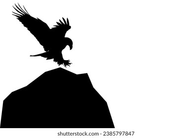 Dibujo de silueta de águila perpendicular