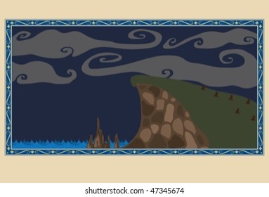 cliff scenery at night