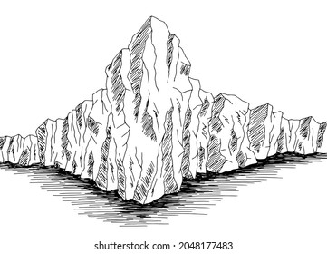Cliff sea coast graphic black white landscape sketch illustration vector