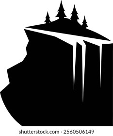 Cliff Silhouette Vector for Coastal, Mountain, and Landscape-Themed Designs