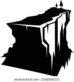 Cliff Silhouette Vector for Coastal, Mountain, and Landscape-Themed Designs
