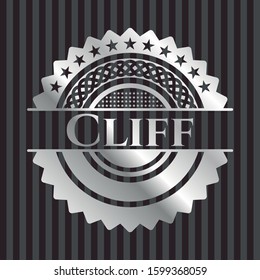 Cliff silvery shiny badge. Vector Illustration. Mosaic.