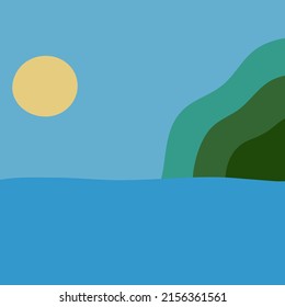 cliff simple minimalistic seascape background