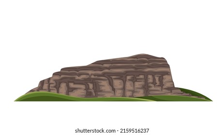 Klippe Gipfel des Mesa Berges und grünes Tal flache Vektorobjekt einzeln. Terrain formation type cartoise style illustration