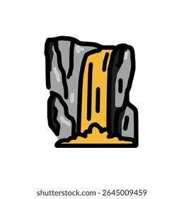 Cliff waterfall streams yellow water outdoors icon graphic