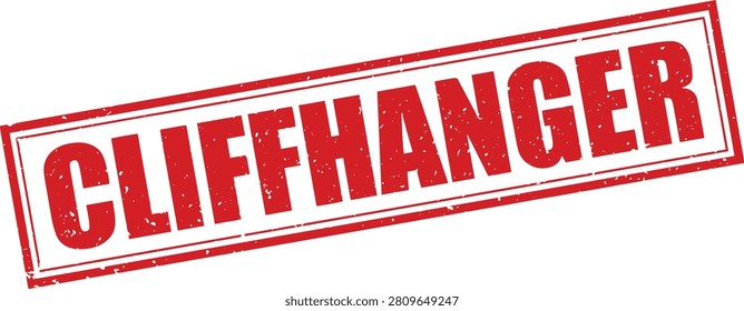 Cliffhanger Red Rubber Stamp Sign Mark Word Text Written in Grunge Vector in Sharp Double Border in Transparent Background