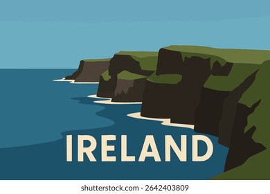 The Cliffs of Moher in Ireland offer a breathtaking view of the rugged coastline, where the cliffs rise dramatically above the Atlantic Ocean.