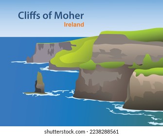 Cliffs of mother Ireland vector illustration.