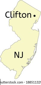 Clifton city location on New Jersey map