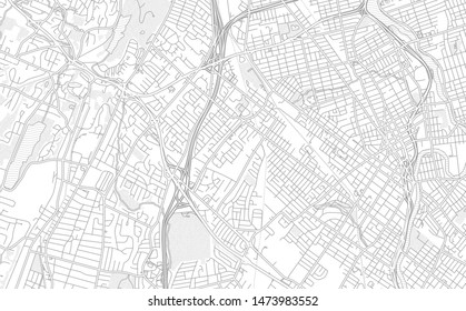 Clifton, New Jersey, USA, bright outlined vector map with bigger and minor roads and steets created for infographic backgrounds.