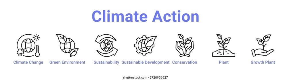 - Icono de la acción climática Anuncio y colección