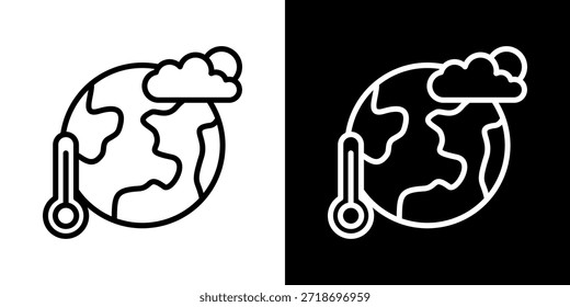 Icono de acción climática de línea de estilo blanco y negro