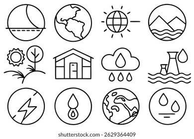 climate adaptation line art for sustainable urban growth