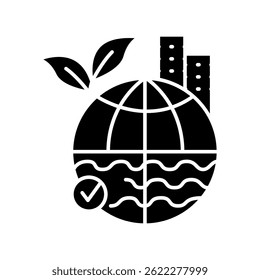 Climate adaptation strategies black flat icon. Vector isolated element. 