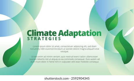 Climate Adaptation Strategies concept. presentation templates corporate business annual report layout. abstract green leafs with line gradient clean look vector template 