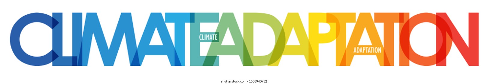 CLIMATE ADAPTATION vector typography banner with blue to orange temperature gradient