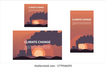 Klimawandel Abstrakter Hintergrund Orange mit Gesichtsrauch und Sonne