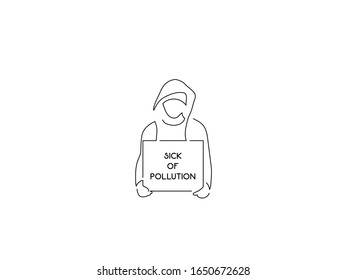 Climate change activist isolated line drawing, vector illustration design. Activism collection.