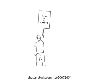 Climate change activist isolated line drawing, vector illustration design. Activism collection.