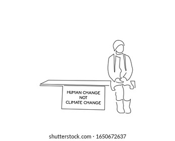 Dibujo de líneas aisladas de activistas del cambio climático, diseño de ilustraciones vectoriales. Colección de activismo.