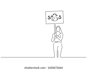 Climate change activist isolated line drawing, vector illustration design. Activism collection.